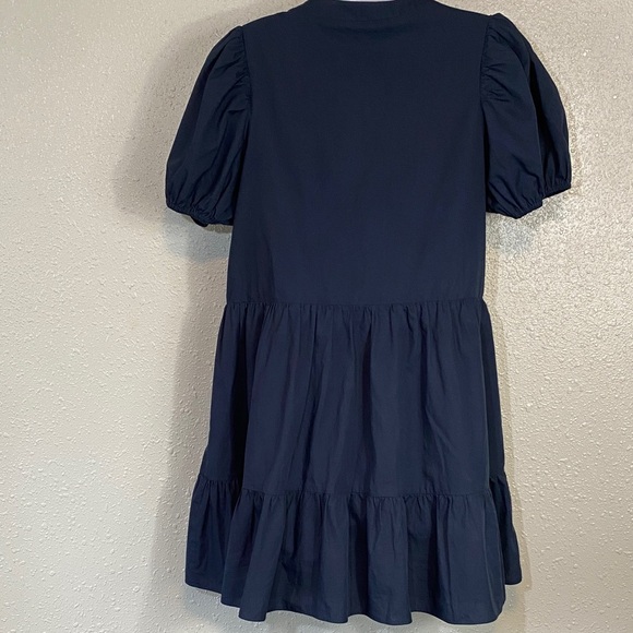 Elegant Navy Puff Sleeve Mini Dress - Picture 6 of 7